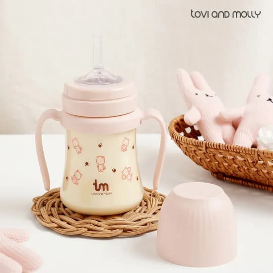 몰리 핑크 PPSU 아기 유아 어린이집 빨대컵 180ml