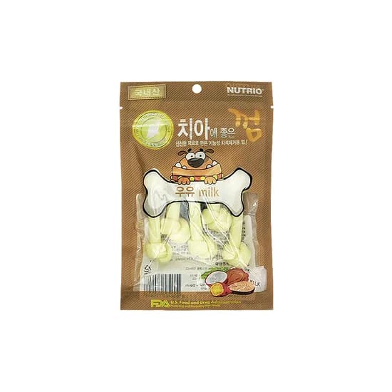 뉴트리오 치아에좋은껌 강아지치석껌 우유, 80g, 1개