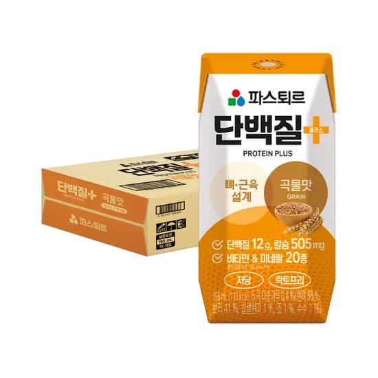 파스퇴르 단백질플러스 음료 곡물맛, 195ml, 18개