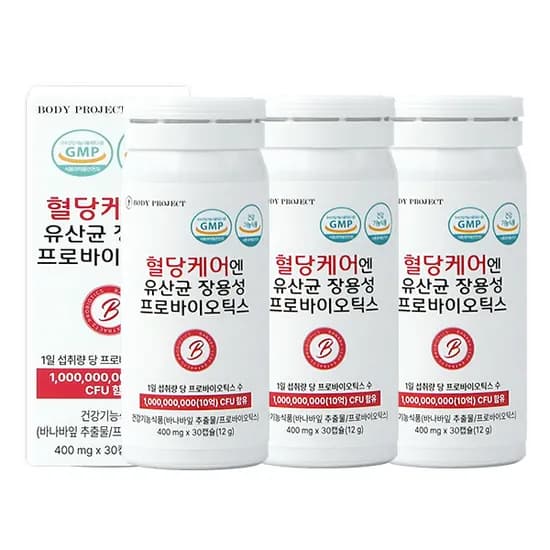 바디프로젝트 혈당케어 유산균 장용성 프로바이오틱스 30캡슐 3박스