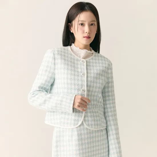 로엠 체크 트위드 자켓 RMJKF23S52