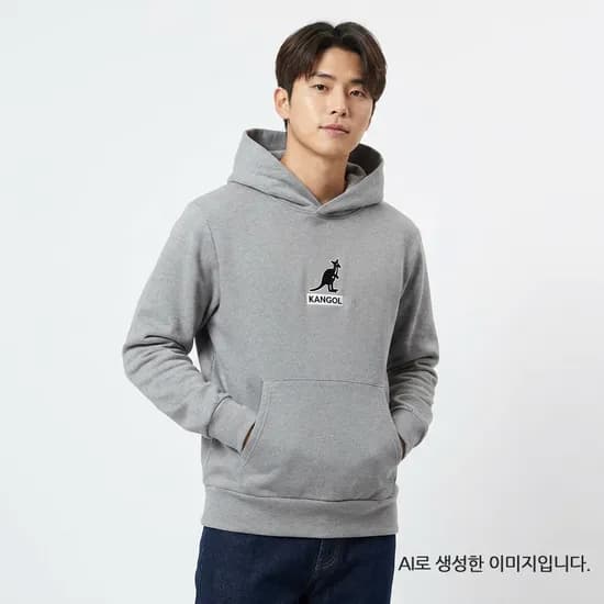 캉골 후드티 남녀공용 커플 로고 그레이 XL