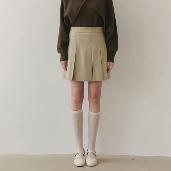 카푸치노 헤링본 스커트 CAPPUCCINO HERRINGBONE SKIRT / BEIGE