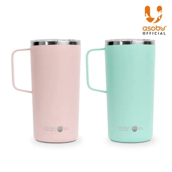 아소부 스테인레스 세라믹 코팅 타워머그 600ml 2개