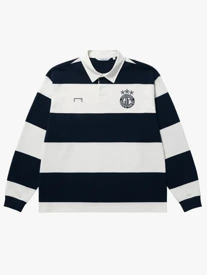 FC STRIPE LONG SLEEVE POLO SHIRT NAVY