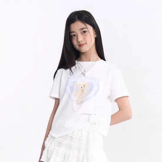 더데이걸 사이드 사선 드레이핑 티셔츠 TGRA253Y4