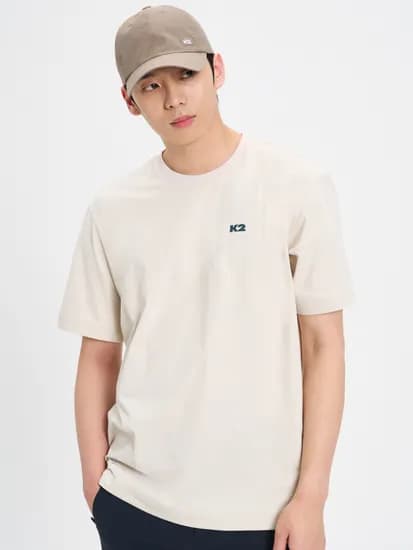 K2 남성 KTR 빅로고 반팔 라운드 티셔츠 ECO CREAM BEIGE KMM25210W9