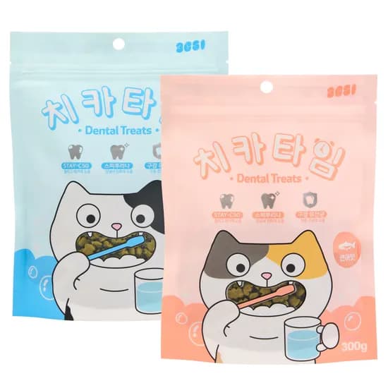 3651 치카타임 고양이 이빨과자 덴탈트릿 닭고기+연어, 300g, 2개