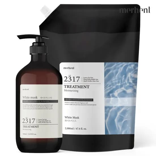 메르헨트 퍼퓸 트리트먼트 500ml+2000ml 대용량 리필 세트 화이트머스크 손상모