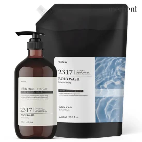 메르헨트 약산성 퍼퓸 바디워시 500ml+2000ml 대용량 리필 세트 화이트머스크