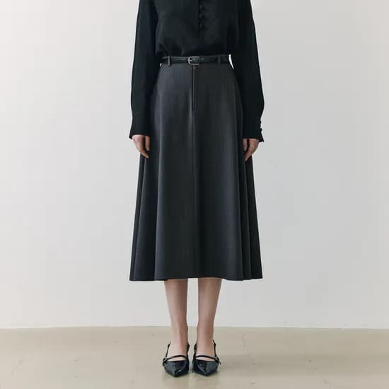 아일랜드 헤링본 벨트 스커트 IRELAND HERRINGBONE SKIRT / GRAY