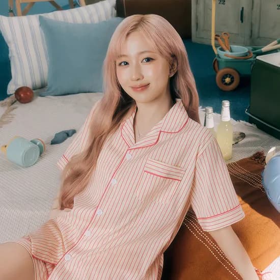 실크핏 러브썸 반팔 파자마 카라 커플 잠옷 세트 여름 홈웨어 남녀공용