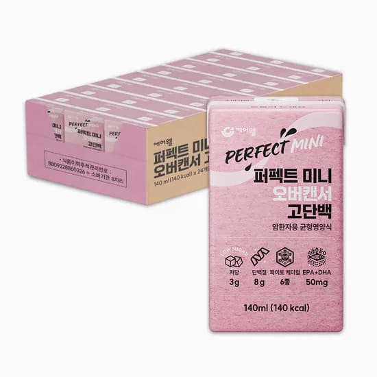 케어웰 퍼펙트 미니 오버캔서 균형영양식 환자식영양 노인영양식 영양음료 140ml, 24개