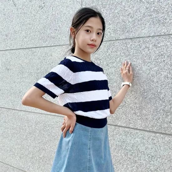 더데이걸 케이블 반팔 스웨터 TGKA25303