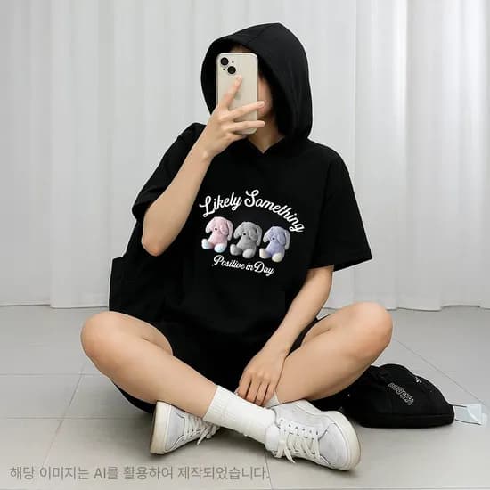 더데이걸 반팔 박시 후드티 TGMH25302