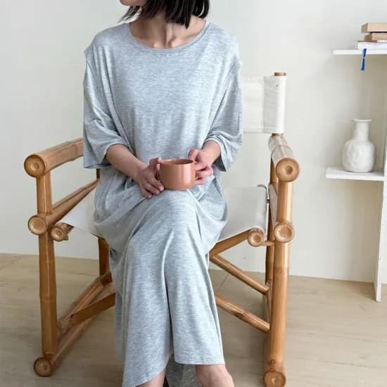 블룸마터니티 반팔 수유원피스 임산부잠옷 수유잠옷 루즈핏