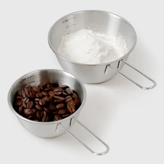 304 스텐 롱핸들 미니 계량컵 2종세트 200ml+400ml / 스텐 손잡이 믹싱볼 세트