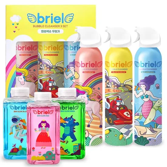 브리엘 유아 버블클렌저 200ml 3종(선물박스별도)+목욕 바스 슬라임 1종