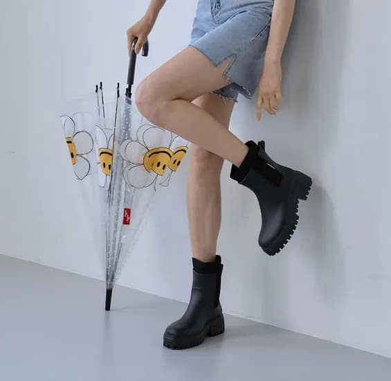여성 부츠 레인부츠 여름 장마 방수 부츠 첼시 장화 레인 통굽 신발 여자