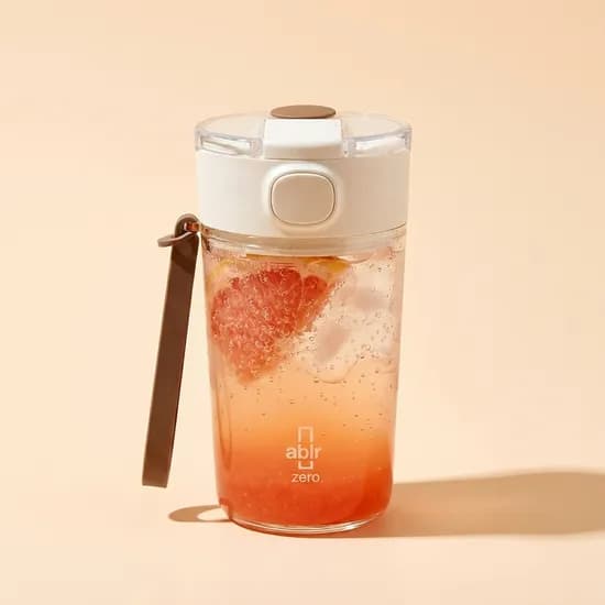 쥬얼아이스 아블러 제로 투명 강화유리 빨대 텀블러 420ml 스트랩 손잡이