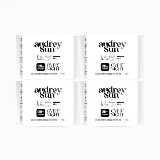 오드리선 그린웨이 입는오버나이트 팬티형생리대 유기농 순면 대형 4pcs X 4팩