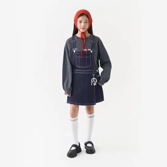 더데이걸 이뻐도 데님 멜빵 치마 반바지 TGTH25308