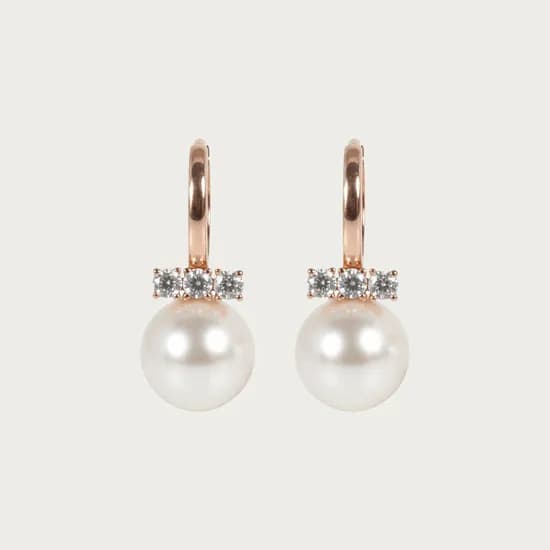 14K 18K 8mm 진주 퓨어 큐빅 원터치 링 귀걸이 데일리 (3 size)