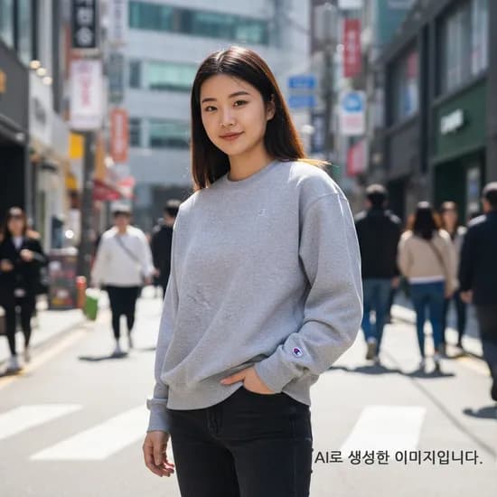 챔피온 로고 맨투맨 파워블렌드 0888 남녀공용 옥스포드 그레이 M