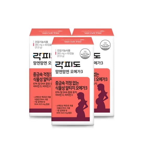 락피도 맘엔맘엔 오메가3 rTG 저온 초임계 추출공법 60캡슐 3개