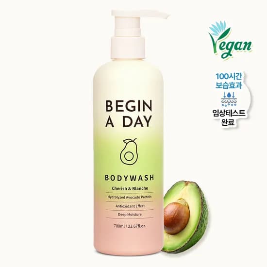비긴어데이 아보카도 단백질 바디워시 히알루론산 보습 저자극 퍼퓸 700ml