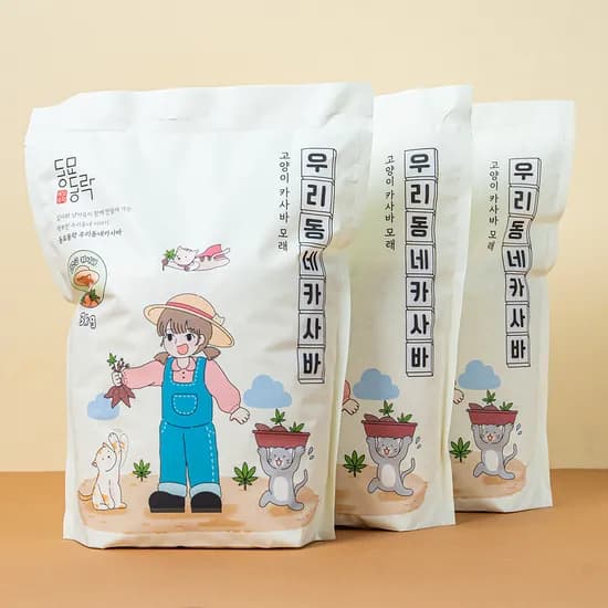 동묘동락 우리동네 고양이모래 카사바, 3kg, 3개