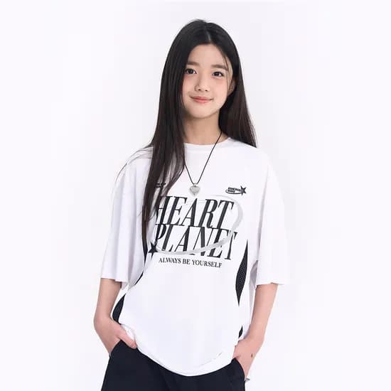더데이걸 블록코어 곡선 배색 반팔티 TGRA25303