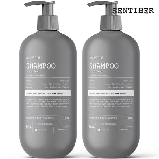 1+1 센티베르 블랙시드 탈모완화 대용량 샴푸 1000ml 흑곡 약산성 두피 남자 여자