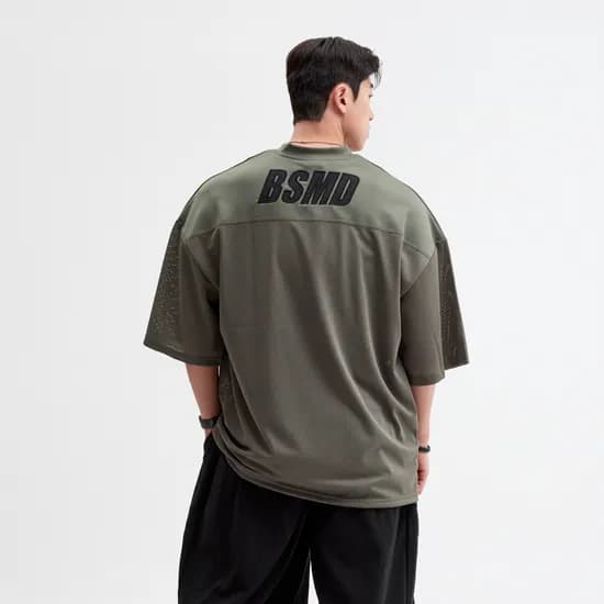 비스트모드 럭비져지 헬스 짐웨어 오버핏 티셔츠 메쉬 반팔티 BSMD