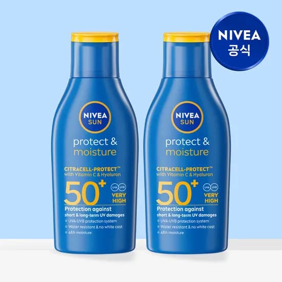 니베아 선 프로텍트 앤 모이스춰 선 로션 SPF50+/PA++++ 100ml 2개