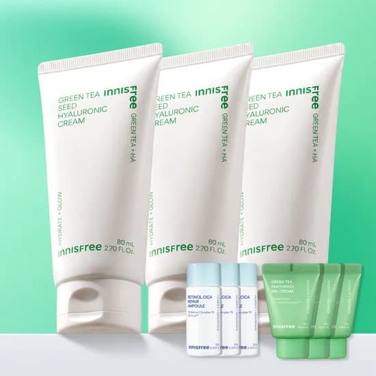 이니스프리 그린티 씨드 히알루론산 보습 속건조 수분크림 80ml, 3개