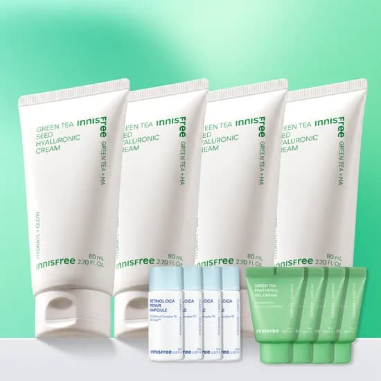 이니스프리 그린티 씨드 히알루론산 보습 속건조 수분크림 80ml, 4개