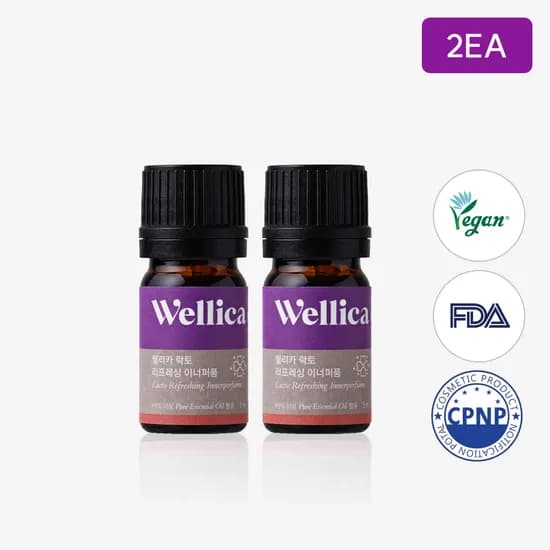 웰리카 비건 이너퍼퓸 천연오일 여성청결제 질냄새 Y존케어 생리 속옷 향수 5ml 2개