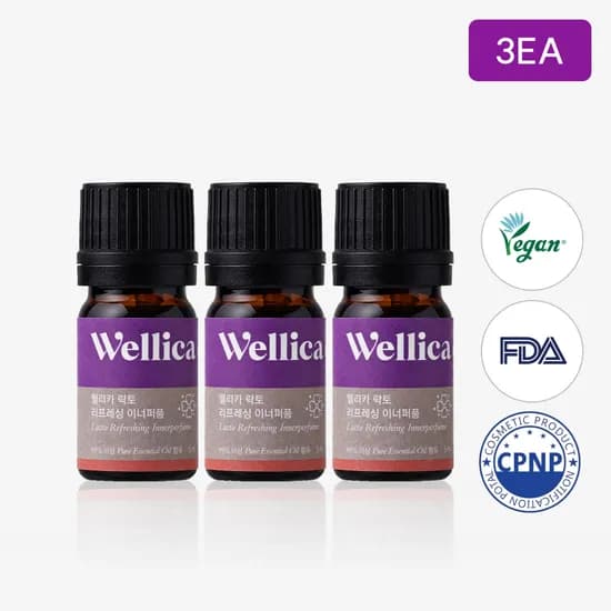 웰리카 비건 이너퍼퓸 천연오일 여성청결제 질냄새 Y존케어 생리 속옷 향수 5ml 3개