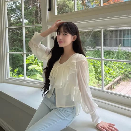 오로라 리본 블라우스