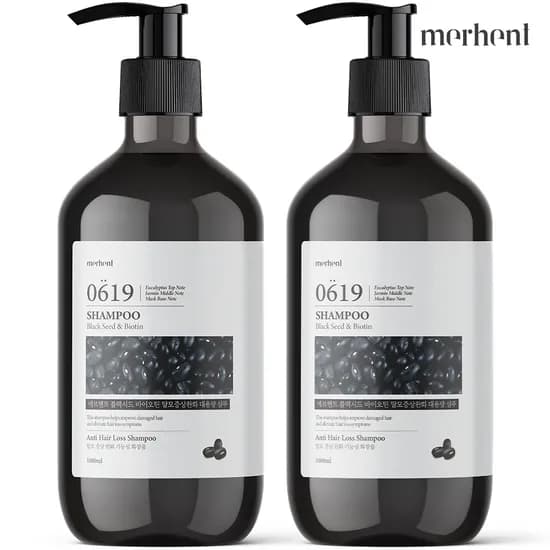 1+1 메르헨트 블랙시드 바이오틴 탈모샴푸 1000ml 대용량 비오틴 약산성 두피 냄새