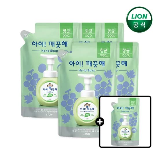 아이깨끗해 핸드워시 청포도 450ml 리필 5개+200ml 리필