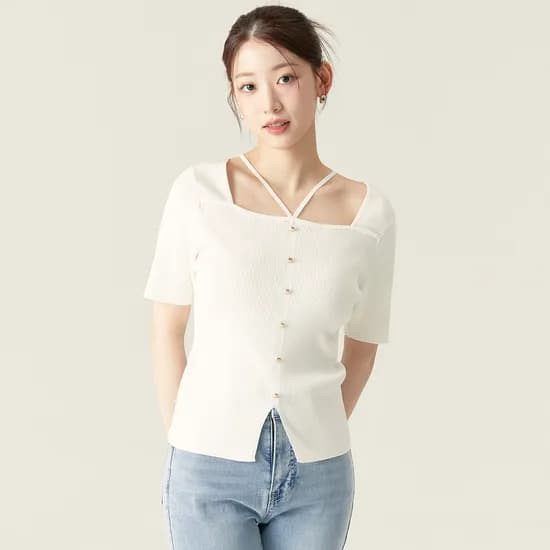 로엠 스트랩 반팔 스웨터 RMKAF25R11 29,950원