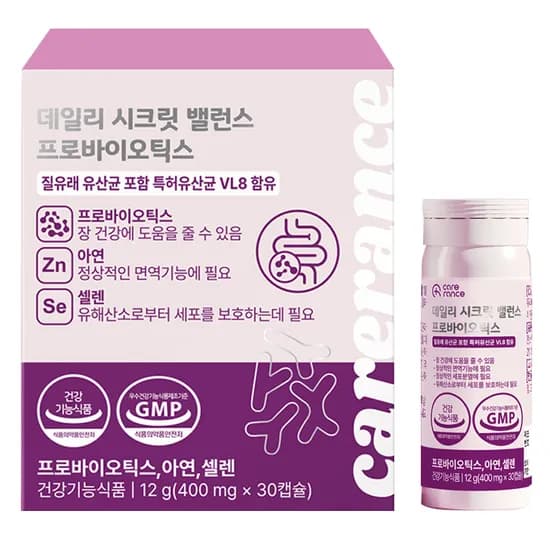 케어란스 데일리 시크릿 밸런스 프로바이오틱스 질 유래 유산균 400mg 30정 3개