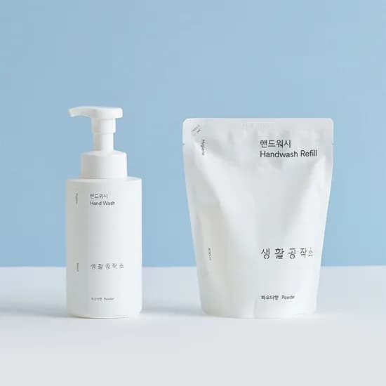 생활공작소 핸드워시 용기 500ml 2개+리필 400ml 5개