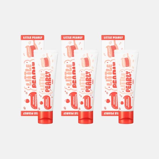 리틀펄리 어린이 고불소 비건 치약 복숭아향, 60g, 3개