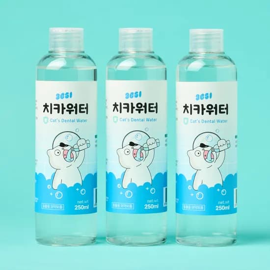 3651 치카워터 덴탈워터 마시는 고양이 치약 구강청결제 가글 칫솔 250ml, 3개
