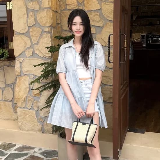 레인 셔츠 원피스 RAIN SHIRT ONE-PIECE / BLUE