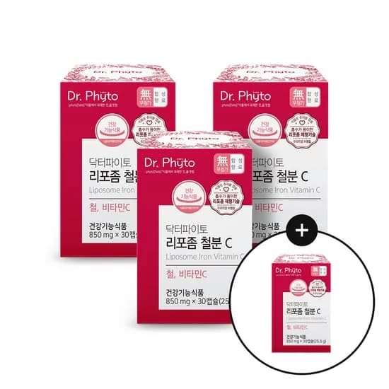 닥터파이토 리포좀 철분C 철분 비타민C 락토페린 어린이 여성 임산부 30캡슐, 4개