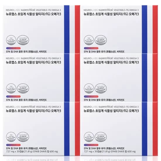 뉴로랩스 알티지 오메가3 rTG 초임계 식물성 오메가쓰리 고함량 임산부 30캡슐, 6개